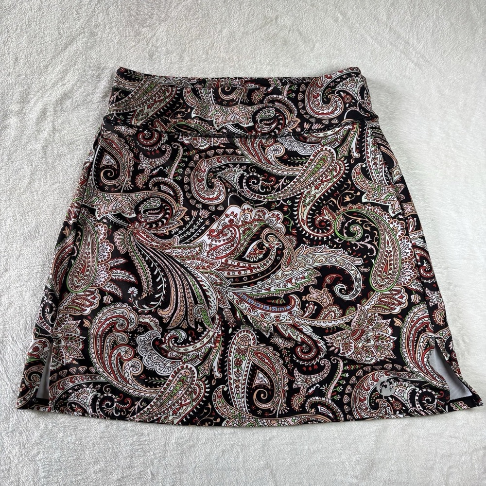MOTEEPI Womens Skort Size M Paisley Print Pockets Side Slit Multicolor Golf